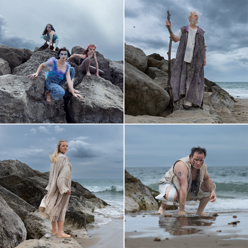 Ariel, Prospero, Miranda and Caliban in The Tempest